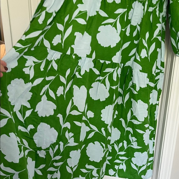 Kate Spade NY x Target Rose Linen Maxi Dress 1X Green /Blue Long Sleeve Dress - Picture 7 of 11